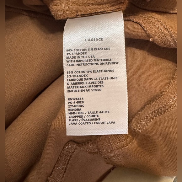 L'Agence Kendra High-Rise Coated Crop Flare Jeans in JAVA COATE - Picture 7 of 7